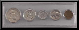 US Coin Collection 5 Coins 90% Silver Bullion With Franklin Half 