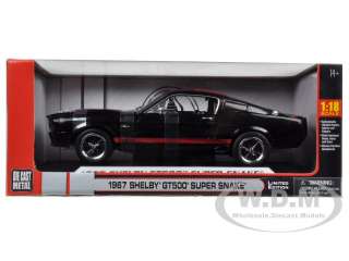 1967 SHELBY MUSTANG GT500 SUPER SNAKE BLACK W/RED 1/18 SHELBY 