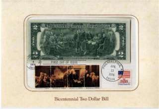Two dollar Bill BICENTENNIAL $2 Stamps 1976 CARD  