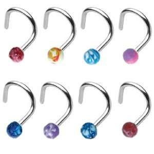 Surgical Steel Nose Screw Ring 3mm Ball 18 Gauge 18G  