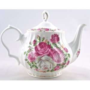  Fine Gracie Bone China 6 Cup Teapot   Cottage Rose Chintz 