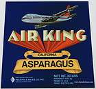 AIR KING Vintage Lodi CA Asparagus Crate Label plane