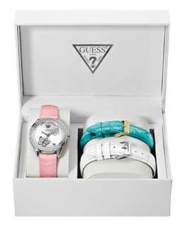 GUESS Watch, Womens Butterfly Interchangeable Leather Strap Box Set 