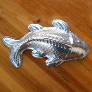 Aluminum Xmas Cake 3D Pan Tin Fancy Golden Carp Fish Mold 7 10.4 