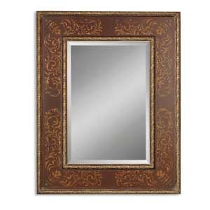 Uttermost 53 Inch Dominique Wall Mounted Mirror Distressed Brown Wood 