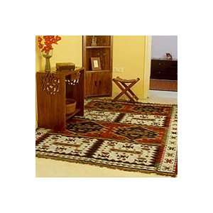  NOVICA Wool rug, Joyous India (6x9)