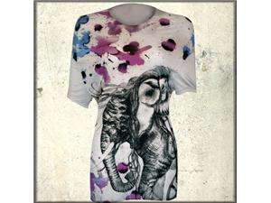   Elephant Abstract Pop Art Womens Short Sleeve Long Tunic T Shirt