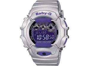    Casio Womens Baby G Digital Plastic Watch   Silver Rubber 