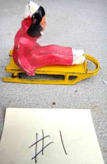 vintage BARCLAY WINTER LEAD FIGURES sled+person #1  