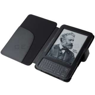 Leather Case Cover for eReader  Kindle 3   Black + LED Reading 