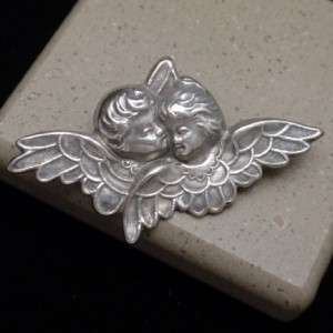 Angel Cherub Wings Pin Vintage Sterling Silver Repousse