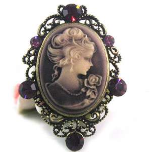 Antique VTG St Violet Purple Cameo Pin Broach Pendant  