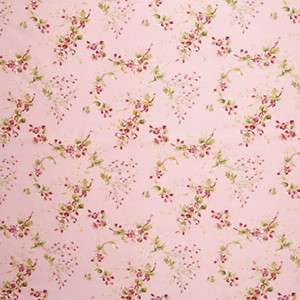 LINEN COTTON ANTIQUE CURTAIN FABRIC PINK FLORAL ALLOVER  
