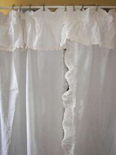   VINTAGE FRENCH COUNTRY POM POM FRINGE RUFFLE DRAPES CURTAINS  