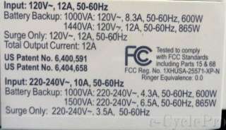 APC Back Ups XS Battery Backup  1500 VA  865 Watt  120 Volt  60 Hz 