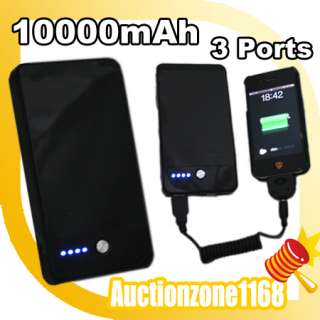10000mAh POWER BANK PORTABLE BATTERY CHARGER 3 USB Slot For iPhone 4 