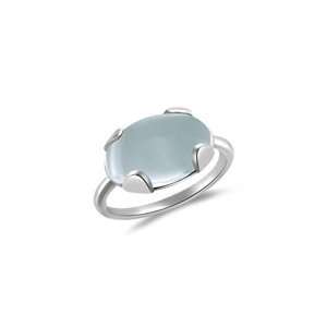  5.50 Cts Aquamarine Solitaire Ring in 14K White Gold 6.0 