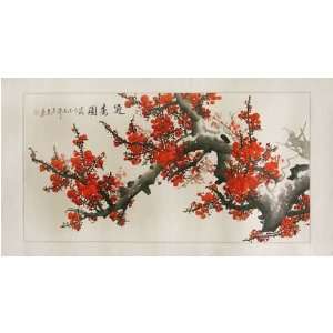  Chinese Sumi Art Brush Painting   Red Plum Blossoms III 