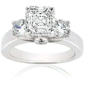  1.55 Ct Asscher Cut Diamond Engagement Ring CUT EXCELLENT 