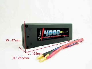 RC Car LiPo Battery 20C 40C 4000mAh 7.4V 2S Hard Case  