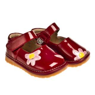 Baby Girls Toddler Infant Easter Flower Leather Squeaky Red Shoes Size 