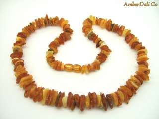 Natural Baltic Amber Necklace Rough Raw Honey Beads 19 inches  