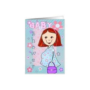 Baby shower Invitation   Red headed Mom To Be Card Health 