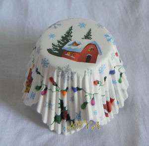 48 xmas tree lovely house white cupcake liners bake cup  