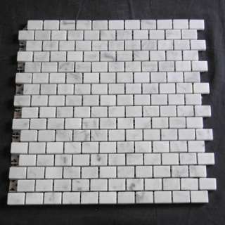 White Carrera Carrara Mini Brick Tile Mosaic Polished  