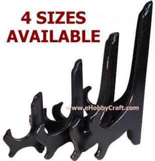 BLACK WOOD DISPLAY STAND PLATE HOLDER EASELS ~6 PCS  
