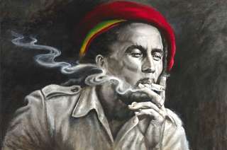 Bob Marley Joint Marijuana Rasta Reggae CD Painting Canvas Art Giclee 