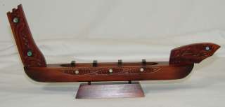 New Zealand MAORI Carved Wood WAKA War Canoe Model  