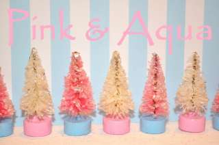 PinK & Aqua~ HUGE LOT BottLe BrusH Trees ShabbY EasTeR ChiC VinTaGe 