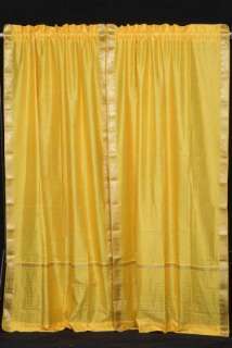   Top   Pair Yellow Silk Sari Curtains / Drapes / Panels   Custom made