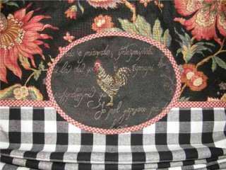   Country Rooster Balloon Shade CURTAIN Check Floral Tassel Trim  