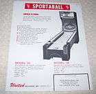 united sportaball shuffle machine flyer brochure 1975  