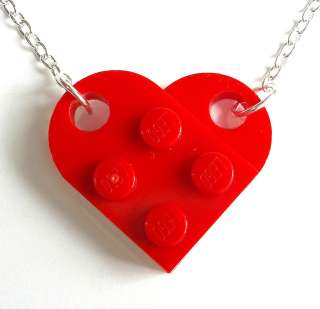 LEGO Heart Necklace. Silver or Gold Plated plate brick  