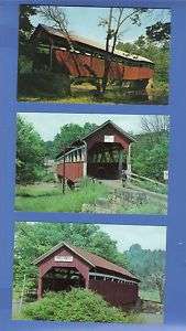 LOT /3 POSTCARDS COVERED BRIDGES SOMERSET COUNTY PA  