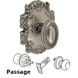  Passage beaded egg knob with victorian rosette in antique 