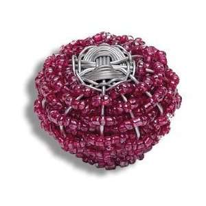   Raspberry & Silver Beaded Weave Knob (ATH3169)