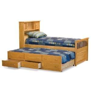  Captains Bed with 3 Drawer Trundle Bed Natural Maple Finish Baby