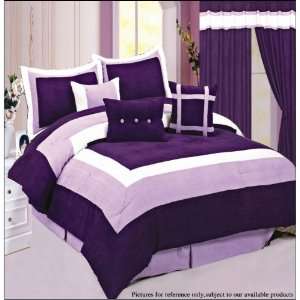   Suede Comforter Set bedding in a bag, Purple   Queen