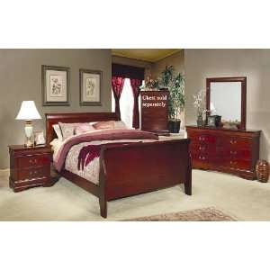  4pc Full Size Sleigh Bedroom Set Louis Philippe Style in 