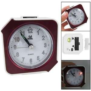   White Maroon Plastic Quartz Bedroom Desk Alarm Clock