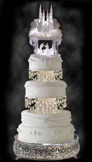 Lighted Cinderella & Prince Castle Weddng Cake Topper  