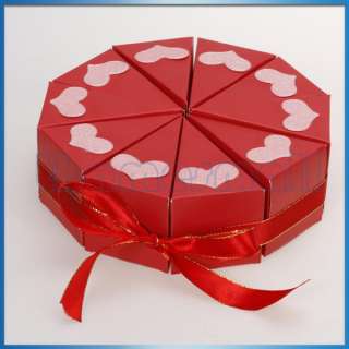 Wedding Favor Boxes Red Cake Slice Box Bridal Shower Centerpiece w 