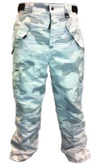 SNOW CAMO Snowboard Pants~Waterproof~CARGO~White Camouflage~SM~Small 