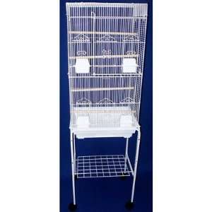  Tall Square Top Small Bird Cage with Stand in White