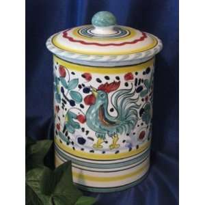 Deruta Orvieto Green Canister & Biscotti Jar from Italy  