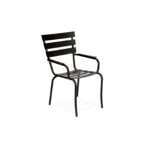   Aluminum Metal Arm Textured Black Patio Dining Chair